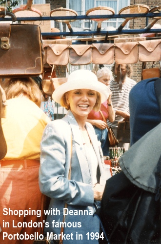 IANN/Giants Log goes shopping with Deanna Lund in London's famous Portobello Market in July 1994