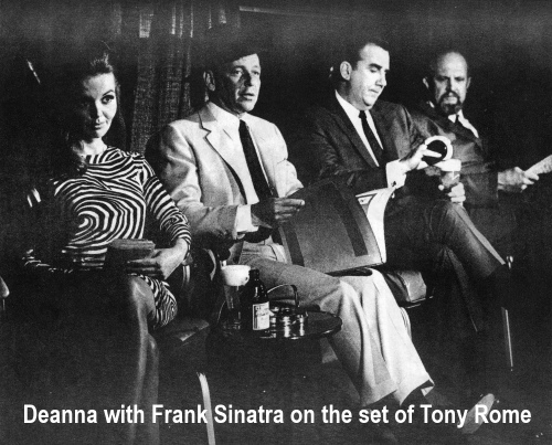 Deanna Lund with Frank Sinatra on the set of Tony Rome